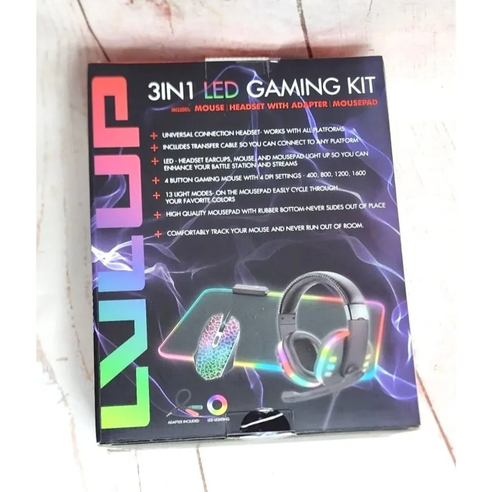 3-in-1 Universal LED Gaming Kit: Mouse, Headset Adapter & Mousepad
